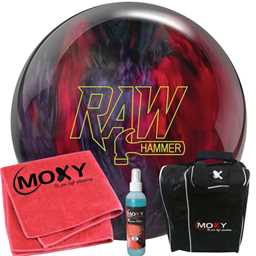 Hammer Raw Hammer Red/Smoke/Black Bowling Ball | Moxy Strike Black Bowling Bag | Moxy Red Micro Fiber Towel | Moxy Xtreme Power Cleaner Package