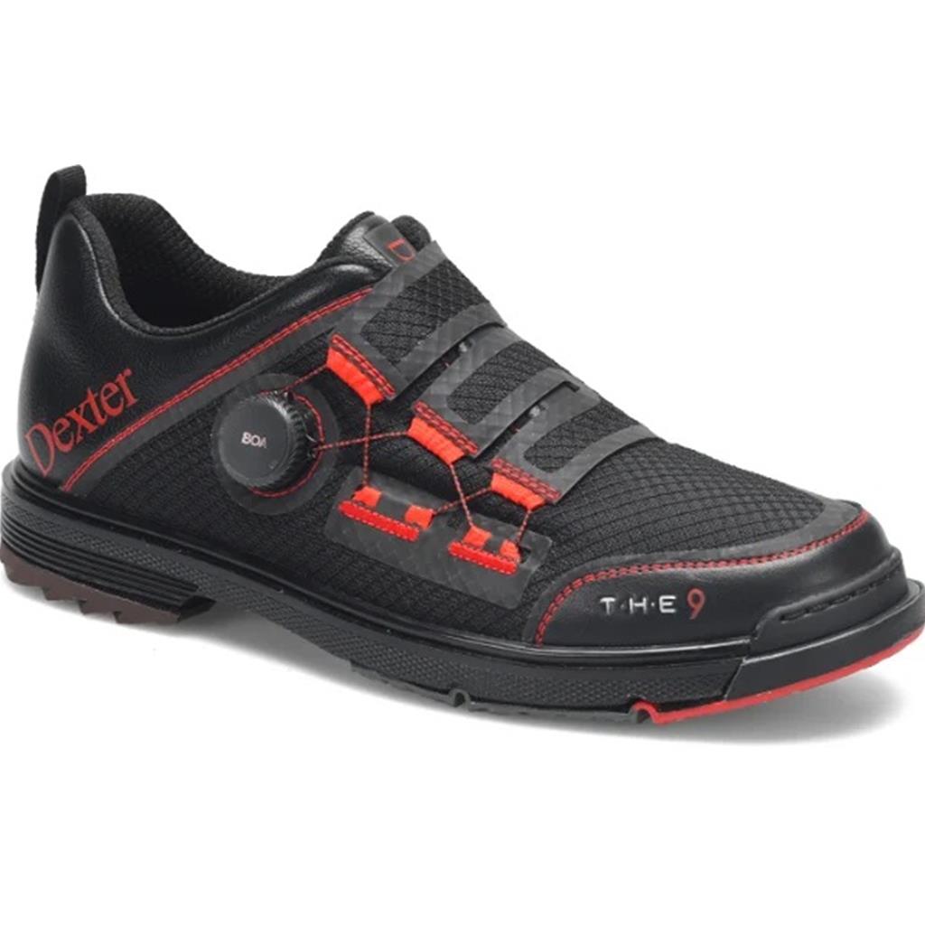 Dexter Mens WIDE WIDTH The 9 Stryker Boa Bowling Shoes (For RIGHT HANDED bowlers only. Men's WIDE EE shoe sizing) - Black/Red 