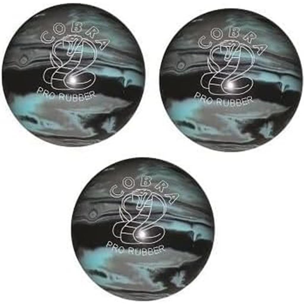 EPCO Duckpin Bowling Ball - Cobra Pro Rubber - Black, Light Blue & Grey (4 7/8 inch- 3lbs. 10oz.) - 3 Balls