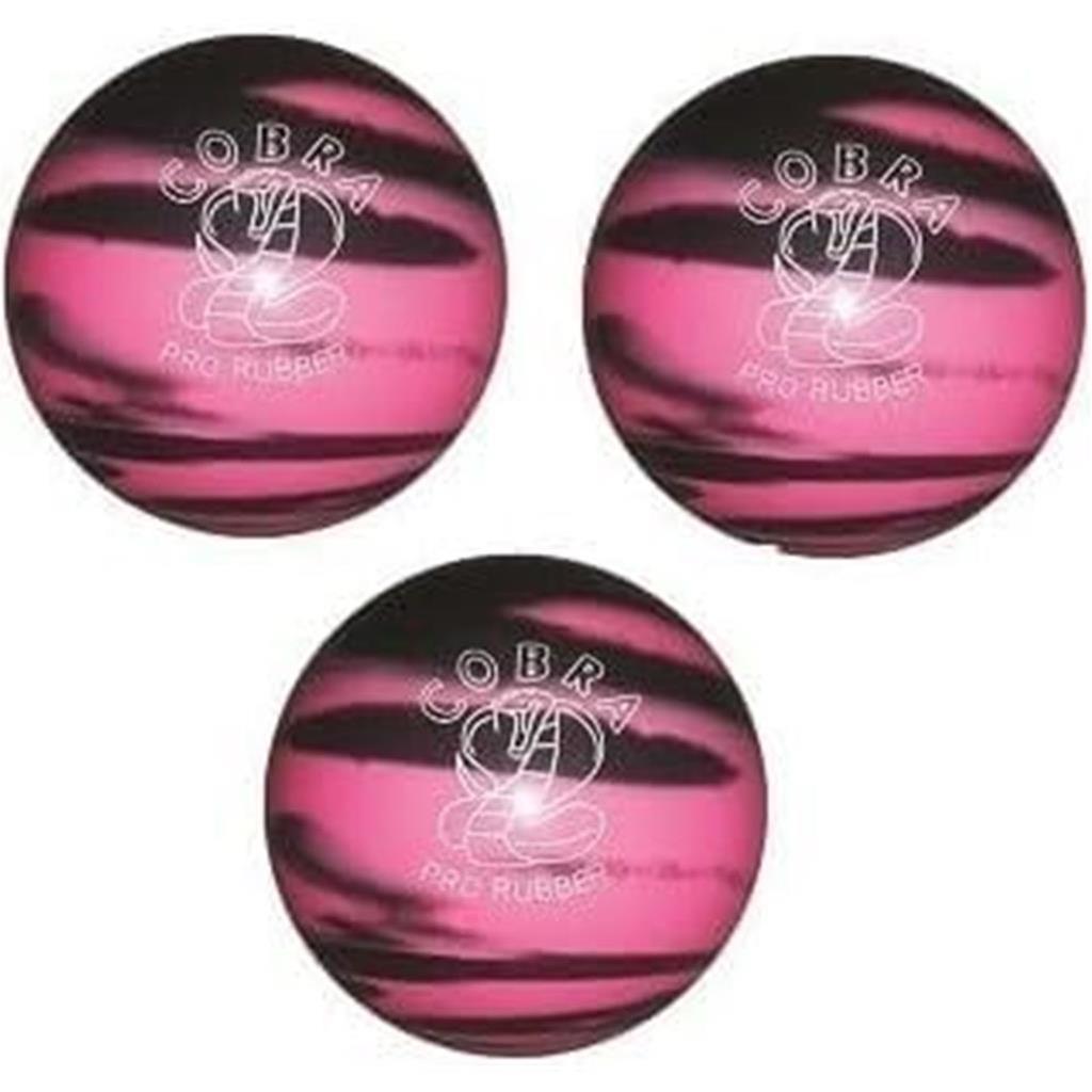 EPCO Duckpin Bowling Ball - Cobra Pro Rubber - Pink & Black (5 inch- 3lbs. 10oz.) - 3 Balls