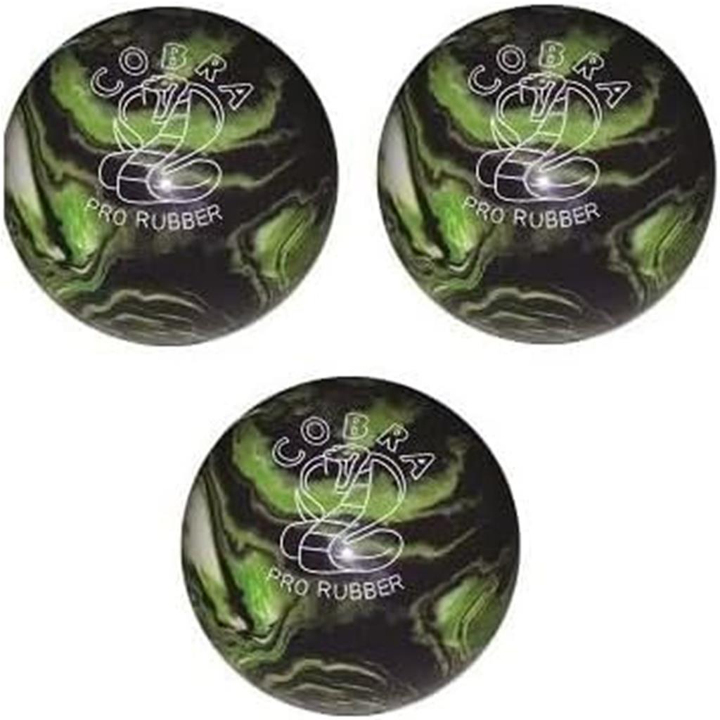 EPCO Duckpin Bowling Ball - Cobra Pro Rubber - Purple, Lime & White (4 3/4 inch- 3lbs. 6oz.) - 3 Balls