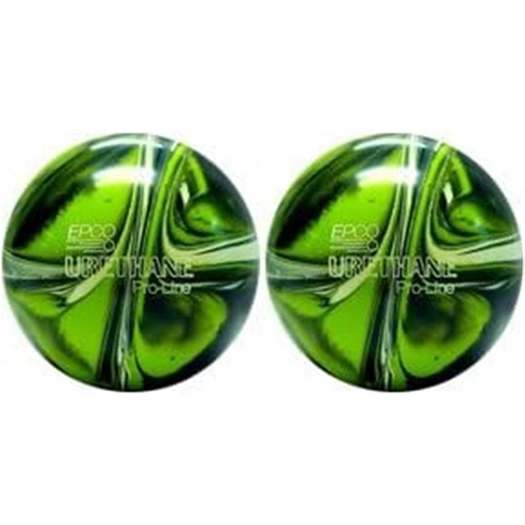 EPCO Duckpin Bowling Balls- Urethane - Lime Green, White & Navy (4 7/8 inch- 3lbs. 8 oz.) 2 Balls