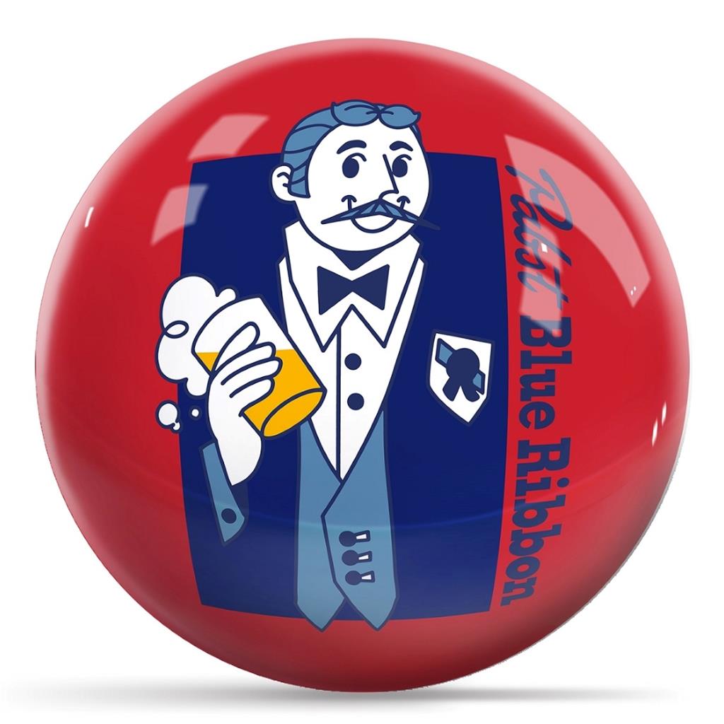 Man With Beer Bowling Ball (Pabst Blue Ribbon) - Red