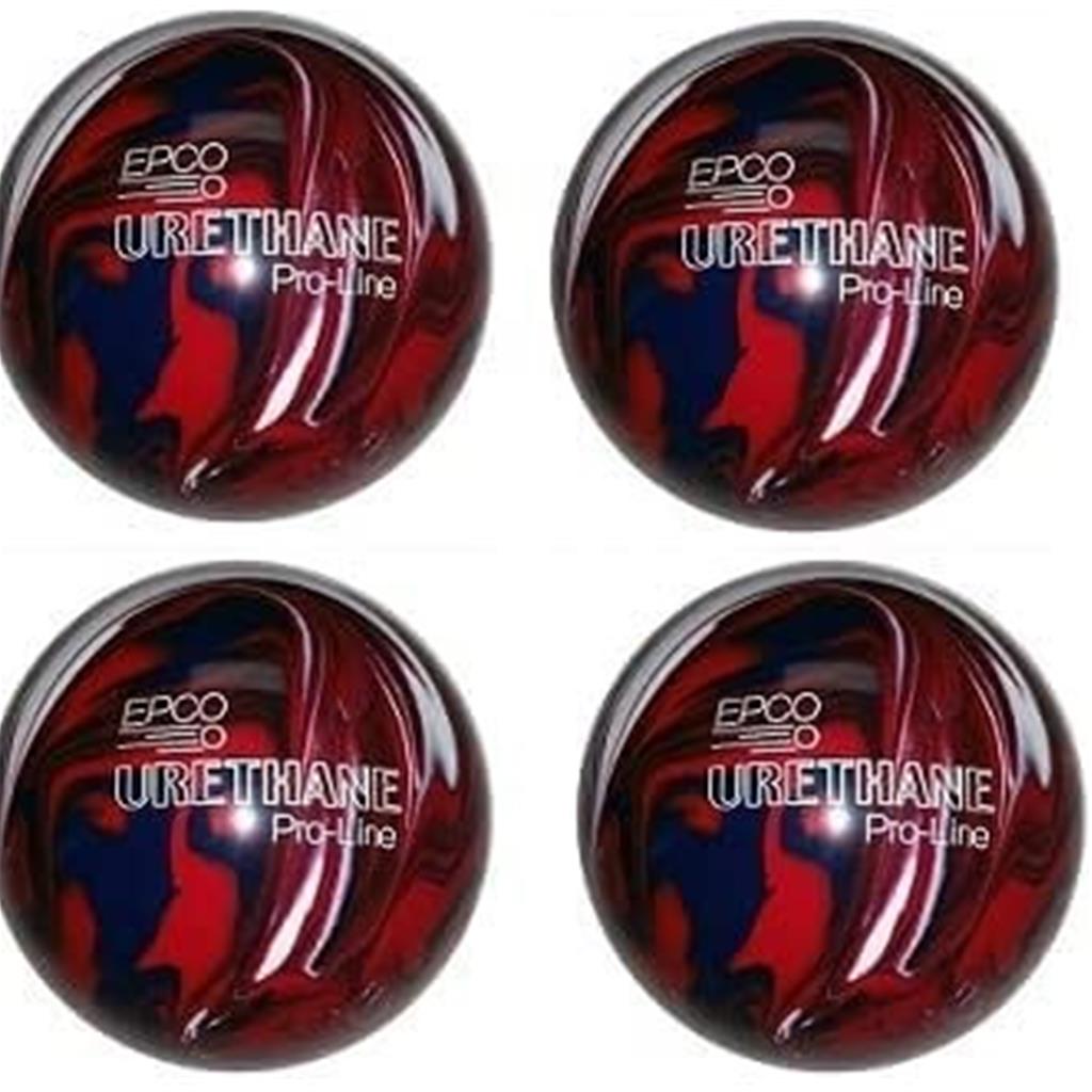 EPCO Candlepin Bowling Balls - Urethane - Dark Red, Royal & White (4 1/2 inch- 2lbs. 7oz.) 4 Balls