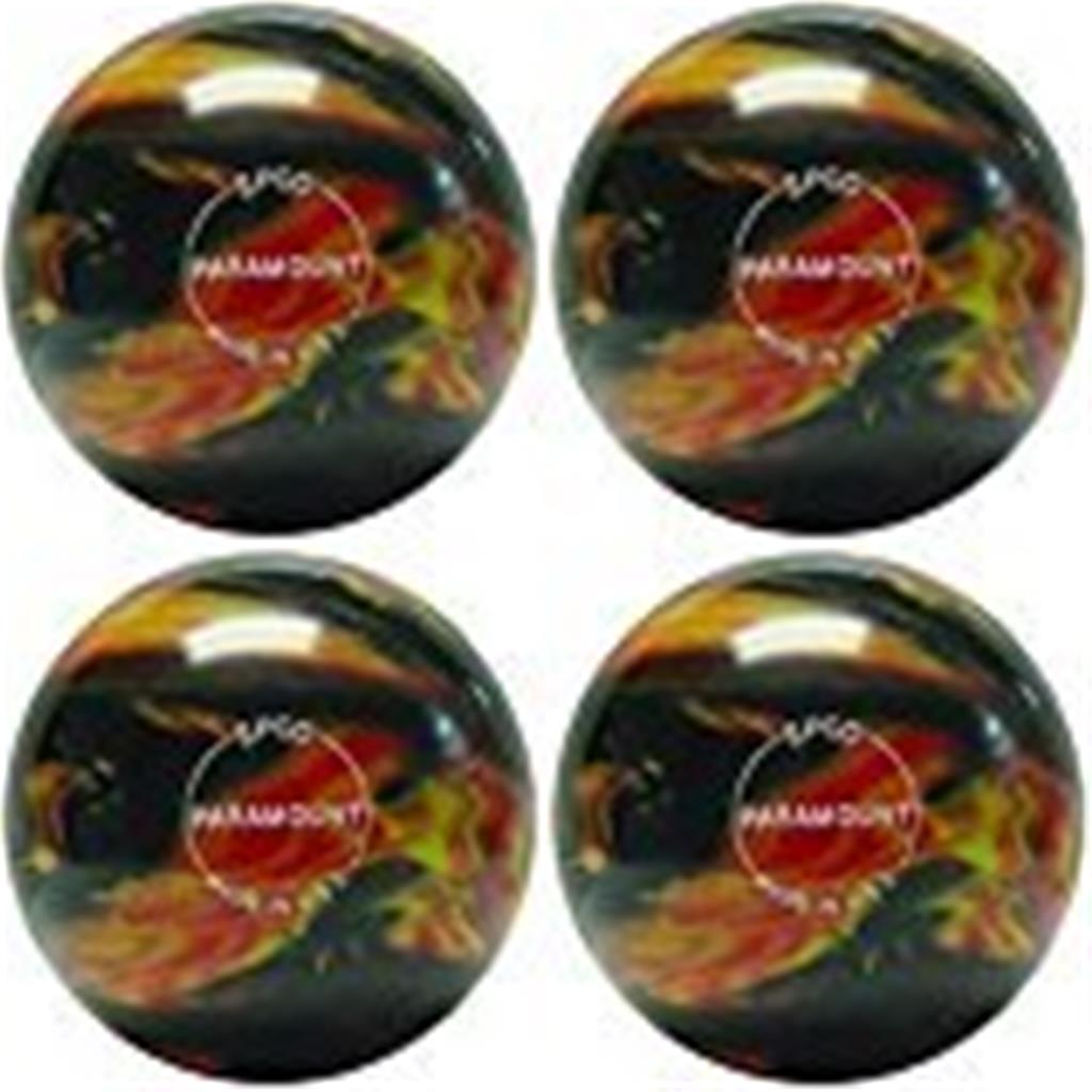 EPCO Candlepin Bowling Ball- Marbleized - Black, Red & Yellow (4 1/2 inch- 2lbs. 7oz.) 4 Balls