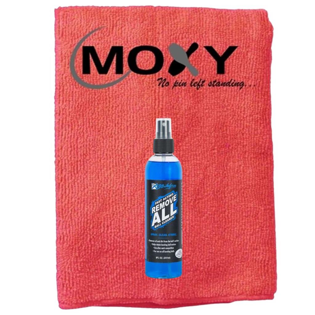 Kr Strikeforce Remove All Bowling Ball Cleaner 8oz with Moxy Micro Fiber Cleaning Towel (Red)