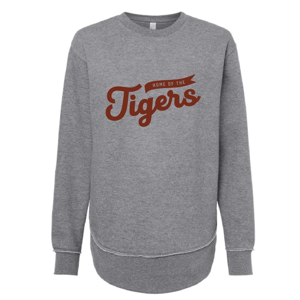 Home of the Tigers Womens Crewneck - Gray